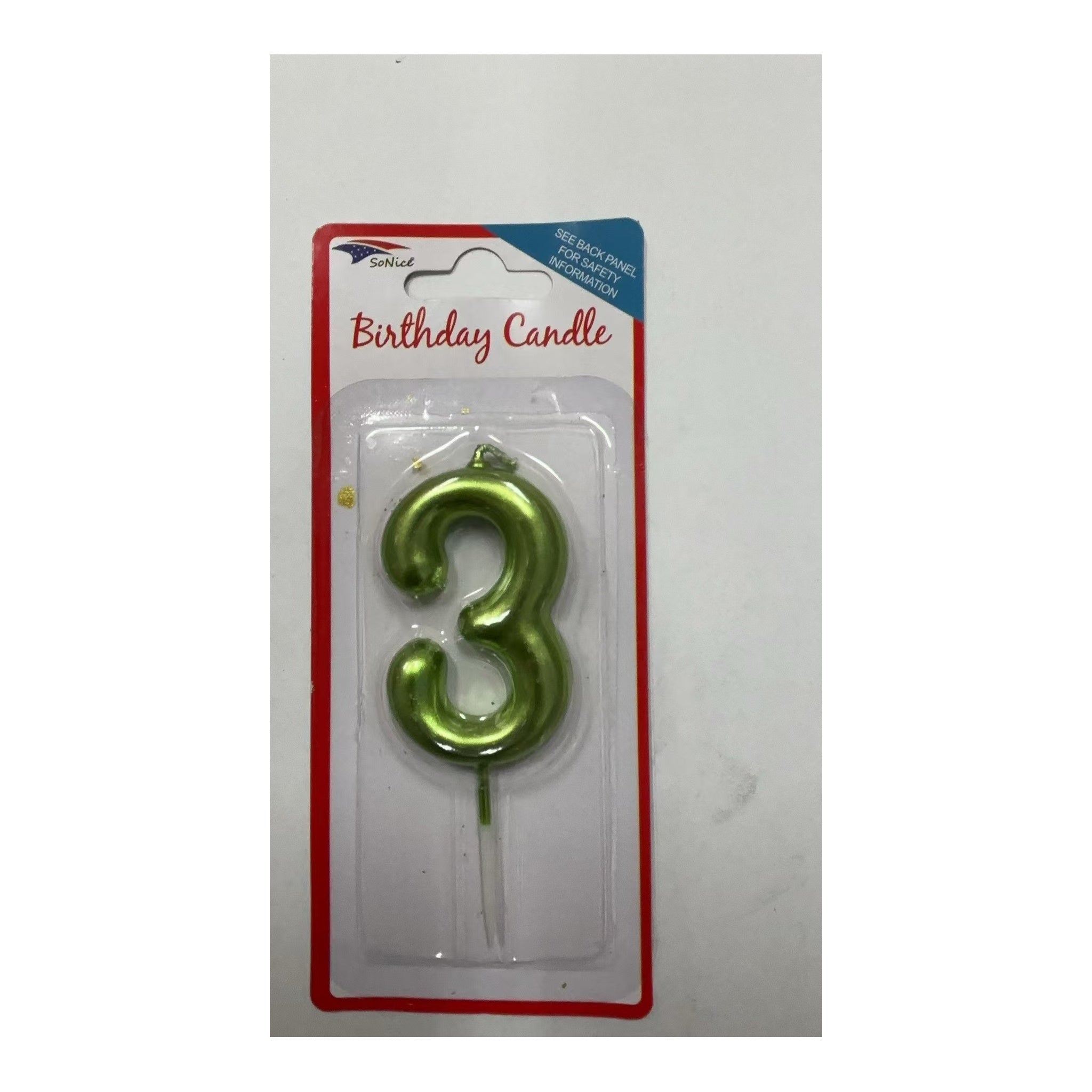 Birthday Number Candles 3 Lime Green
